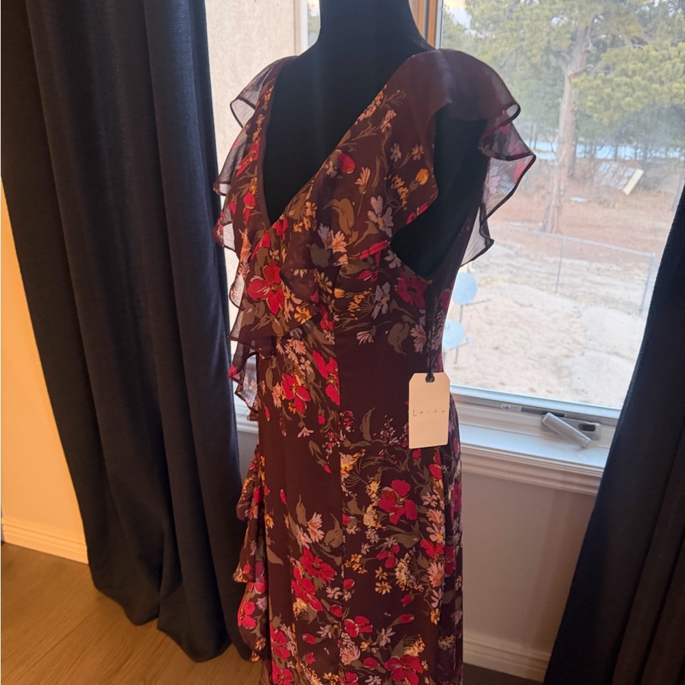 Floral V-Neck Ruffle Dress (NWT) - Picture 2 of 5